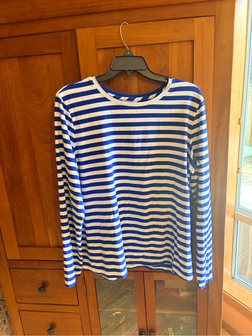Caslon Blue and White Striped Long Sleeve Tee.